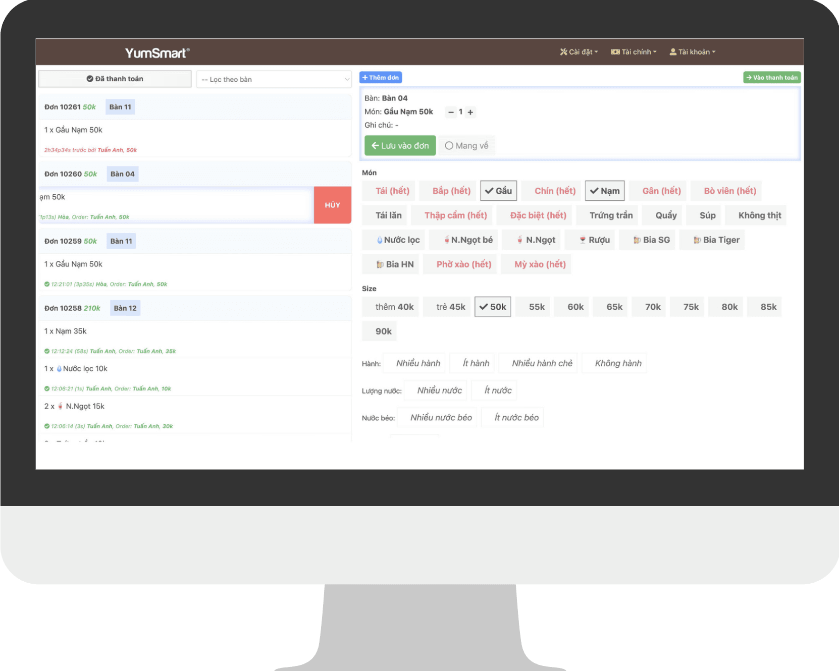 Quản lý nhà hàng quán ăn